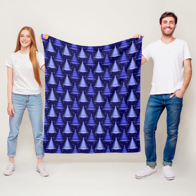 Blanketterna Julgran Blue Mönster Design Fleet Bla Fleecefilt (På plats)