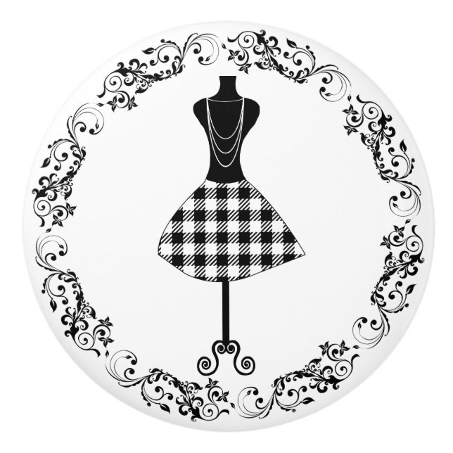 Blankettkrets för påkänning av svart och vitt sytr knopp (Framsidan)