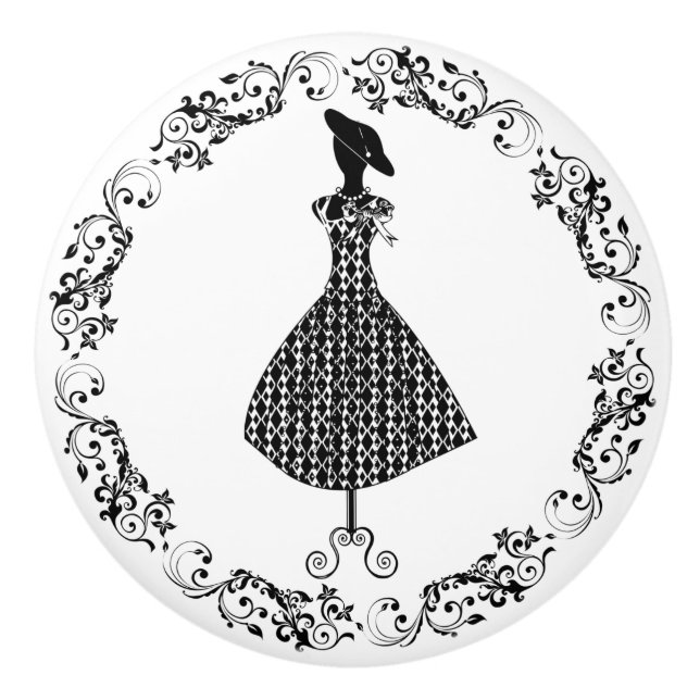 Blankettkrets för påkänning av svart och vitt sytr knopp (Framsidan)