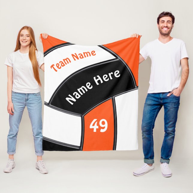 Blankettstreck, Orange, vit och svart Fleecefilt (På plats)