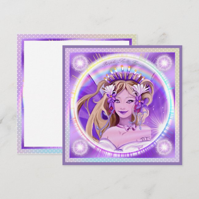 Blankkort för lila Sol Fairy Julkort (Fram/baksida)