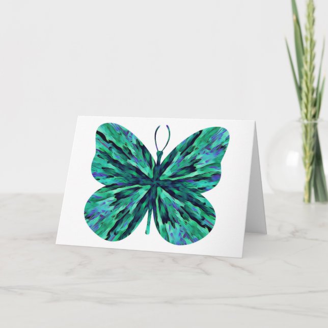 Blankt anteckningskort för Aqua Marble Butterfly (Framsida)