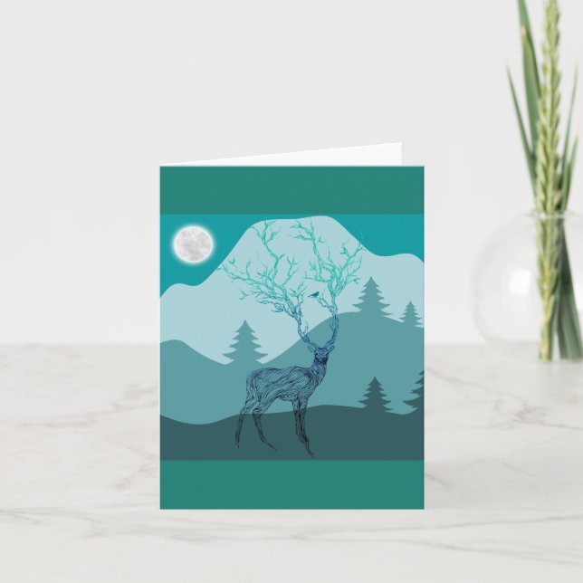 Blankt anteckningskort för Fantasy Hjort (Framsida)