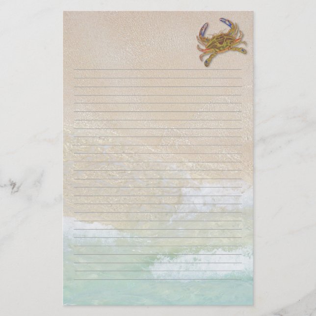 Blankt blankt skrivpapper för Beach Sand Blue Crab Brevpapper (Framsida)