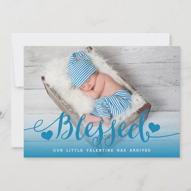 Blankt | Blue Valentine Birth-annonsen Julkort (Framsida)