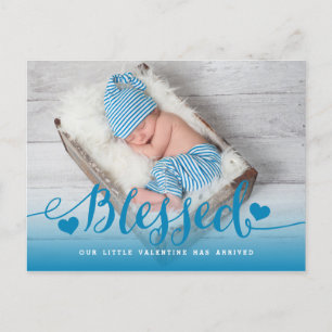 Blankt Blue Valentine Birth-annonsen Vykort