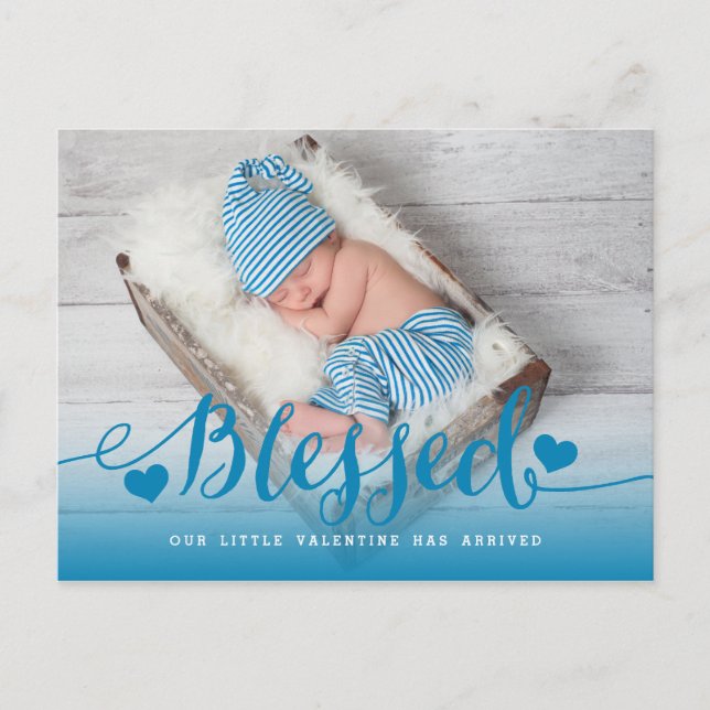 Blankt | Blue Valentine Birth-annonsen Vykort (Framsida)