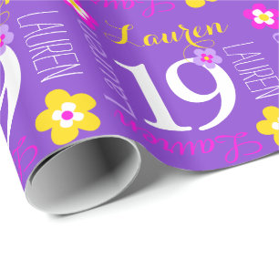 Blankt eget namn Lauren 19:e födelsedagsfigursät Presentpapper
