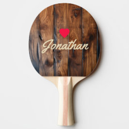 Blankt Färgat Mörkt Trä Vintage Hjärta Signatur Pingisracket