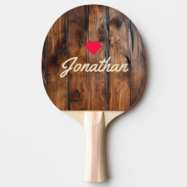 Blankt Färgat Mörkt Trä Vintage Hjärta Signatur Pingisracket