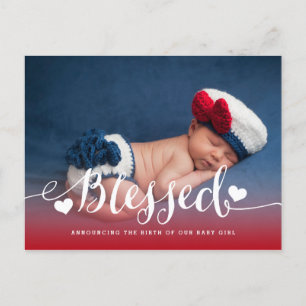 Blankt Foto Baby Birth Notice Meddelande Vykort