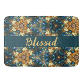 Blankt geometrisk design blå bruna guld badrumsmatta