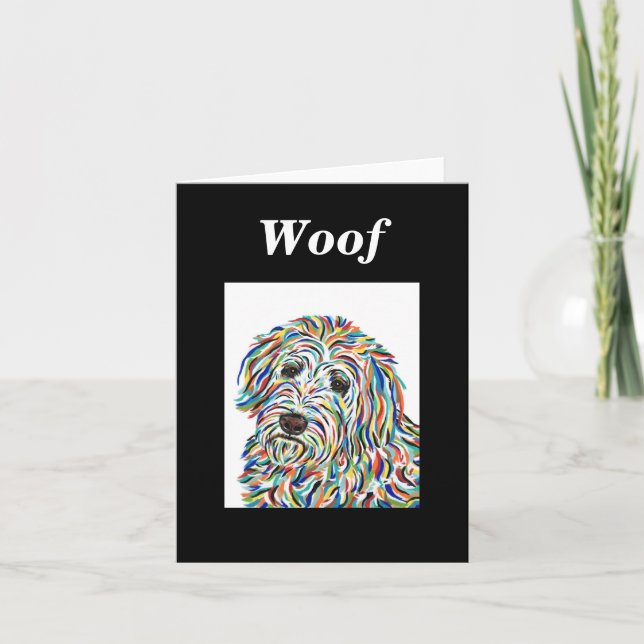 Blankt Goldendoodle-Hund-anteckningskort Tack Kort (Framsida)