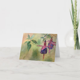 Blankt gratulationskort med Fuchsia-blommans utfor Tack Kort