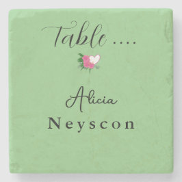 Blankt Greenery Bröllop grönt blommor hjärta Stenunderlägg