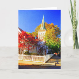Blankt hälsningskort för höstkyrka kort