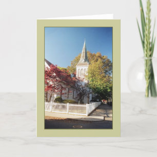 Blankt hälsningskort för kyrka med vitt biljettstä kort