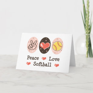 Blankt hälsningskort för Peace Kärlek Softball Kort