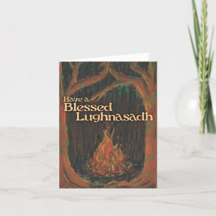 Blankt Lughnasadh Oil Pastel Bonfire Card Helgkort