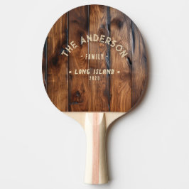 Blankt Mörkt Trä Vintage Kust Familjenamn Pingisracket