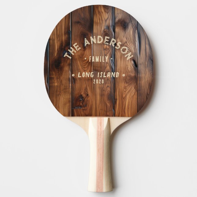 Blankt Mörkt Trä Vintage Kust Familjenamn Pingisracket (Framsidan)