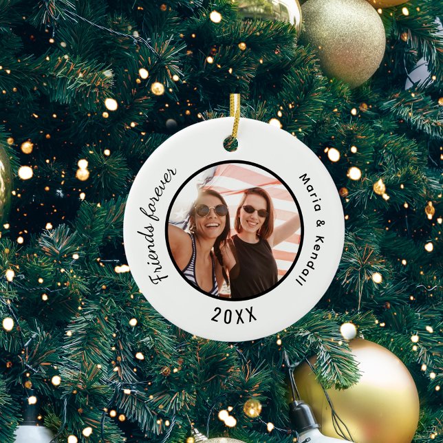 Blankt namn för bästa vänner julgransprydnad keramik (Skapare uppladdad)