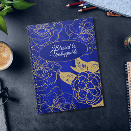 Blankt och ostoppbar offert på Blommigt med blå Vi Anteckningsbok