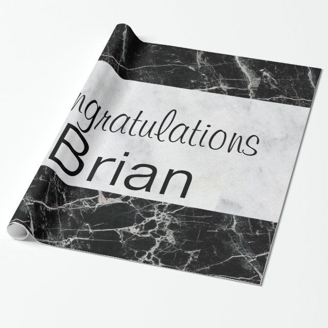 Blankt Papper, svart och vit marbel Presentpapper (Utrullad)
