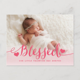 Blankt   Rosa Valentine Birth Notice Helg Vykort
