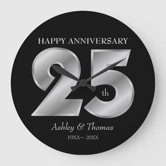 Blankt Silver Nummer Stor Klocka (Framsida)