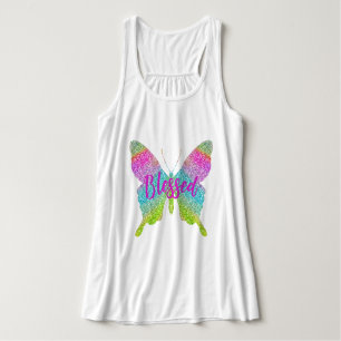 Blankt Tanktop av färgämne Butterfly Linne Med Racerback