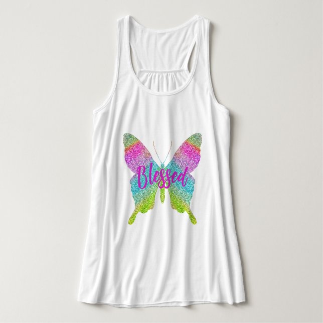 Blankt | Tanktop av färgämne Butterfly Linne Med Racerback (Design framsida)