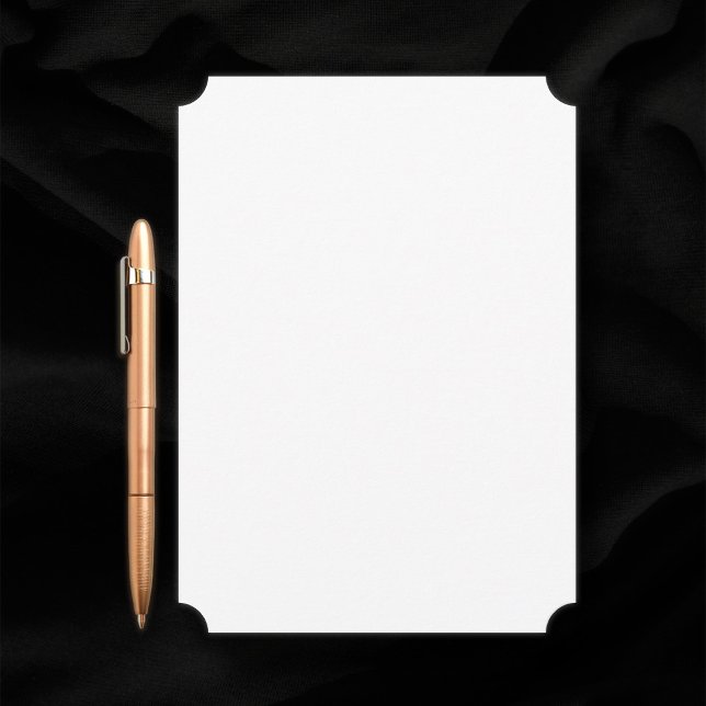Blankt vit Biljett-hörn Bröllop Inbjudningar (Blank white 5" x 7" wedding invitation with ticket corners. Pen for scale.)