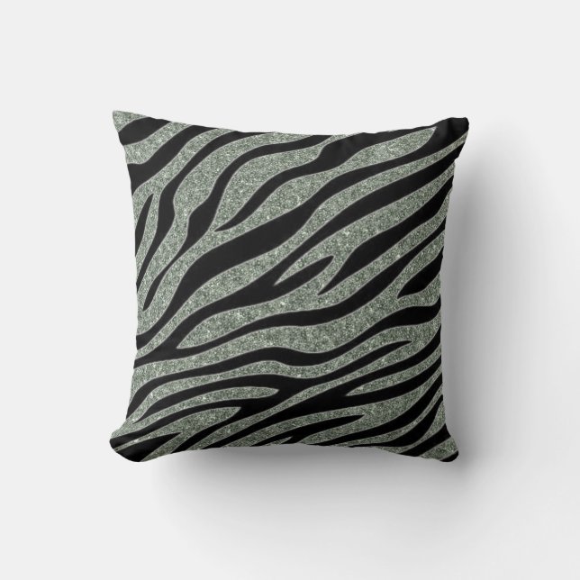 Blänkt zebra tryck kudde (Framsida)