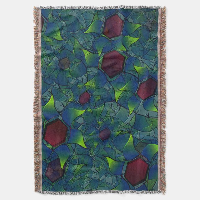 Blånosad virtuell bläckfisk med mörk röd hexagon filt (Framsidan Vertikal)