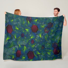 Blånosad virtuell bläckfisk med mörk röd hexagon fleecefilt