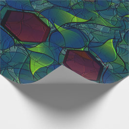 Blånosad virtuell bläckfisk med mörk röd hexagon presentpapper