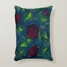 Blånosad virtuell bläckfisk med mörk röd hexagon prydnadskudde