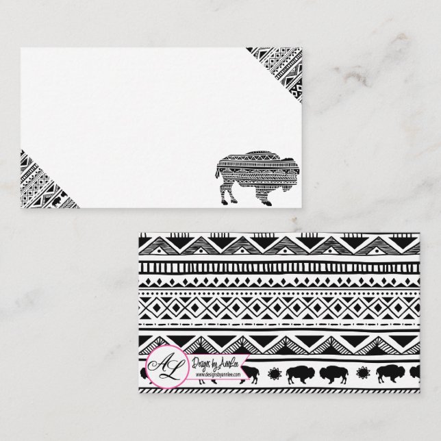 Blanplatskort Boho Buffalo Tribal Mönster Bohe Placeringskort (Fram/baksida)
