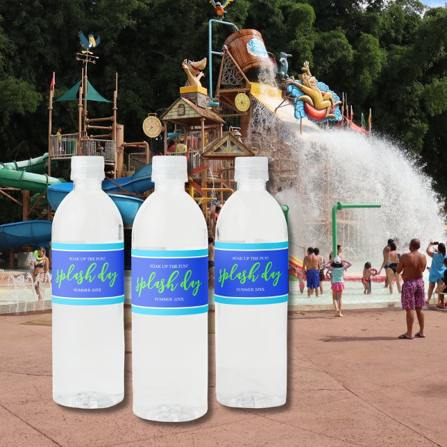 Blånyans Roligt Grönt sommardagen Stänk Vattenflaskor Etikett (Skapare uppladdad)