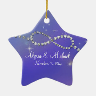 Blåoändlighetssymbolen Infinite Kärlek Twinkling Julgransprydnad Keramik