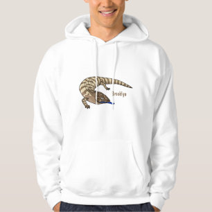 Blåödla tunga-tecknad hoodie