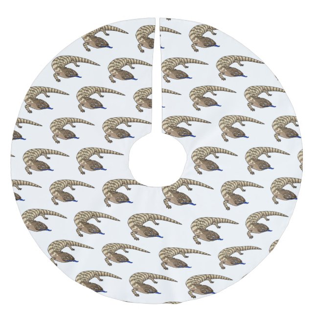 Blåödla tunga-tecknad julgransmatta borstad polyester (Framsidan)