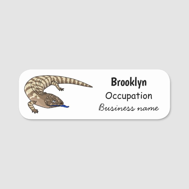 Blåödla tunga-tecknad namnbricka (Framsida)