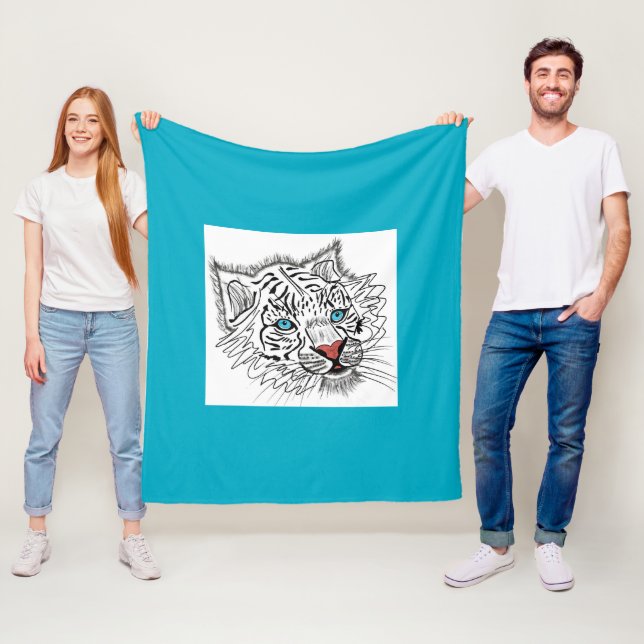 Blåögd baby-tiger fleecefilt (På plats)