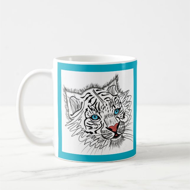 Blåögd baby-tiger kaffemugg (Vänster)