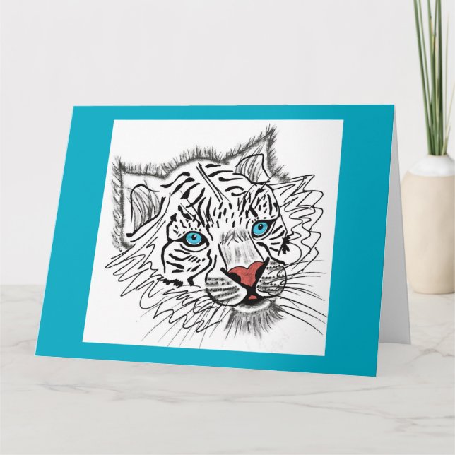 Blåögd baby-tiger kort (Framsida)