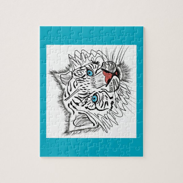 Blåögd baby-tiger pussel (Vertikal)