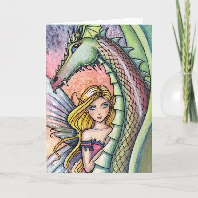 Blåögd Drak Få Fairy Fantasy-kort Kort (Framsida)