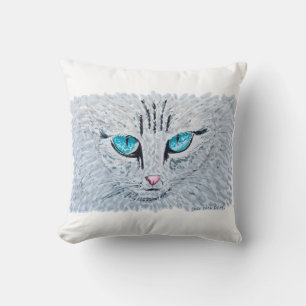 Blåögd Fluffig Katt Kudde